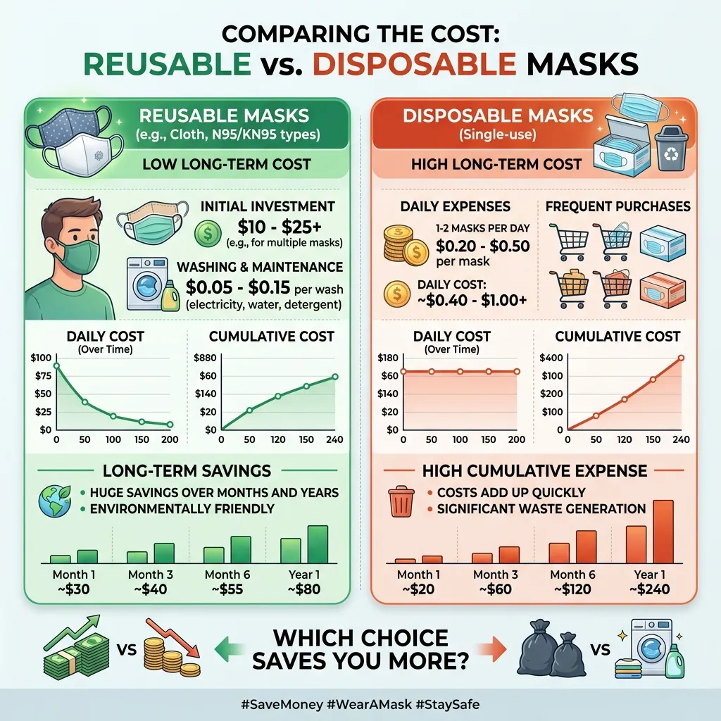 How do reusable and disposable masks compare on cost