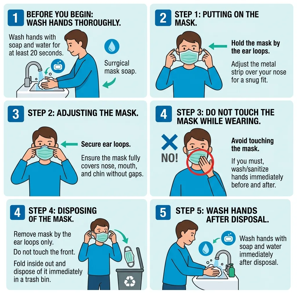 How do you wear and dispose of a surgical mask correctly