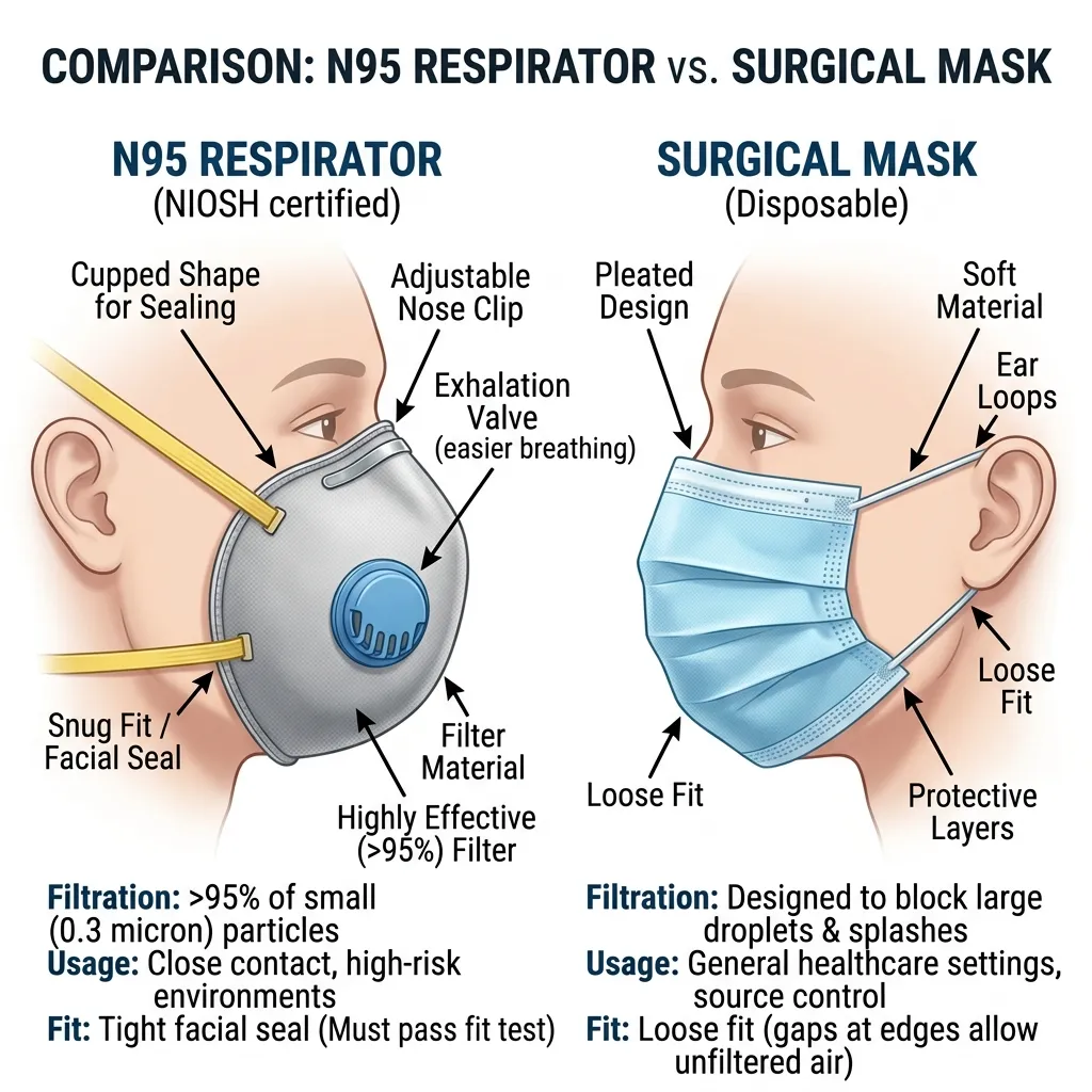 N95 mask vs surgical mask what's the difference