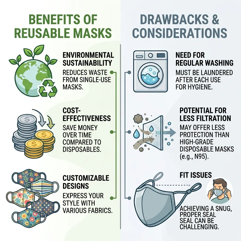 What are the benefits and drawbacks of reusable face masks