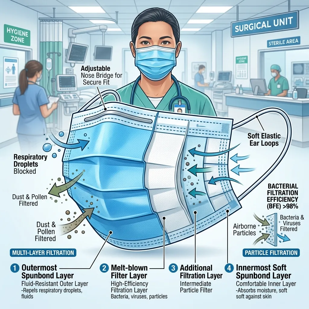 What does a surgical mask protect against